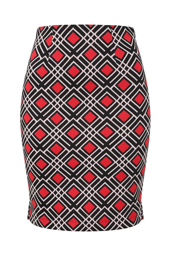 Hot Squash Premium Stretch Mini Skirt Red / Black Tile