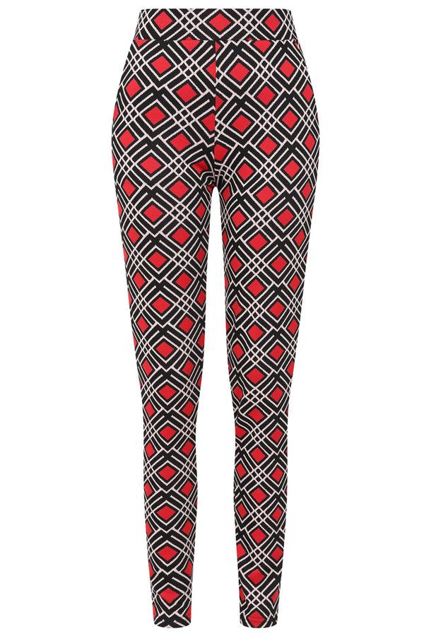 Hot Squash Premium Stretch Skinny Trouser Red / Black Tile