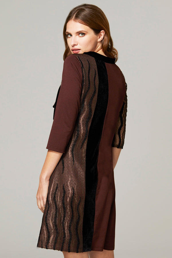 Hot Squash Princess Seam Dress With Velvet Chocolate Jersey