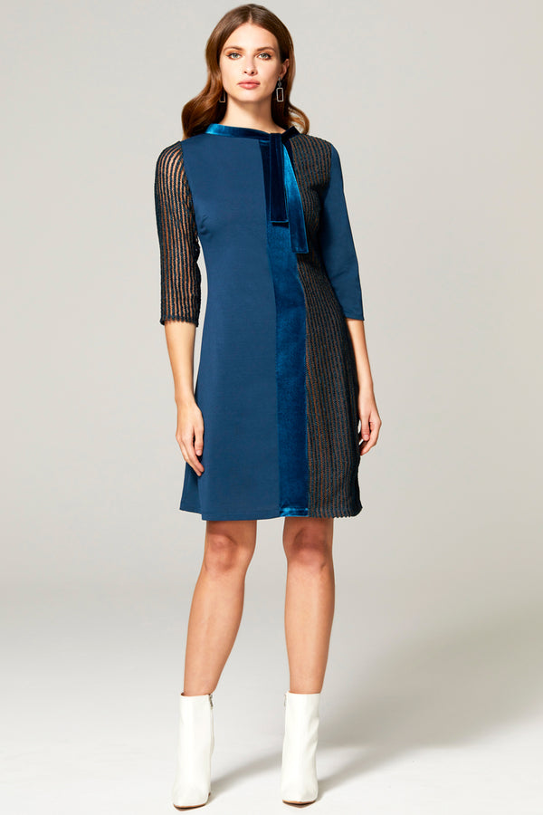 Hot Squash Princess Seam Dress With Velvet Teal Jersey