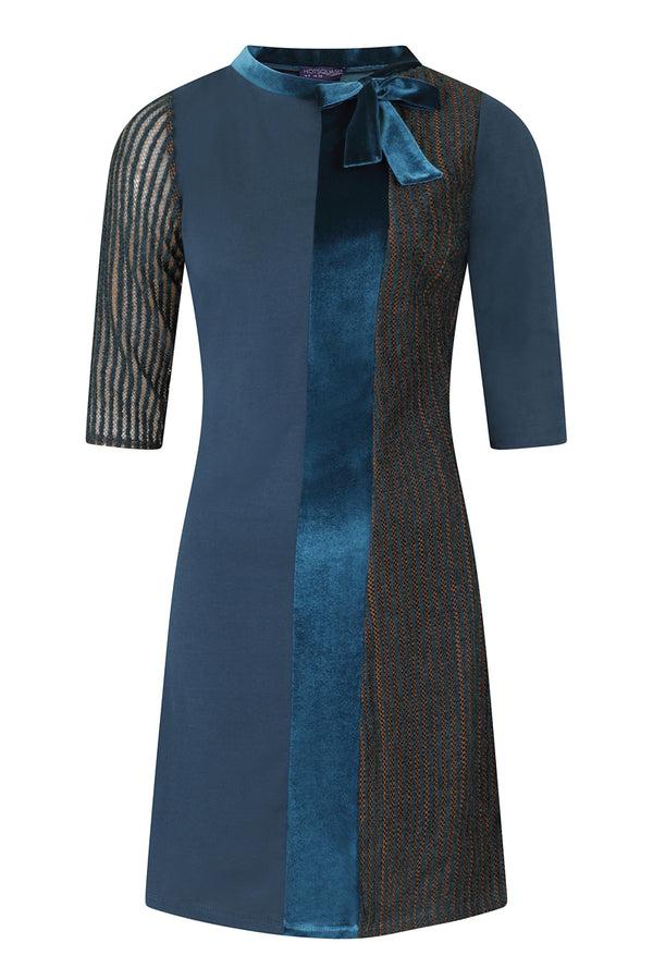 Hot Squash Princess Seam Dress With Velvet Teal Jersey