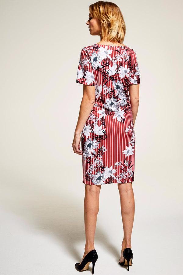 Hot Squash Riviera Short-Sleeved Print Shift Dress Petals And Pinstripes