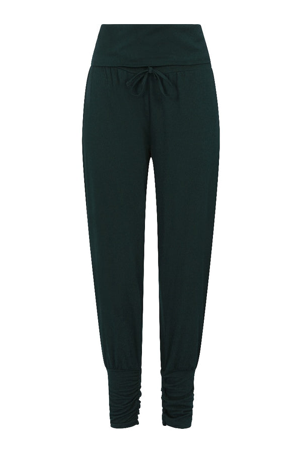 hot squash Roll Top Harem Yoga Trousers Bottle Green