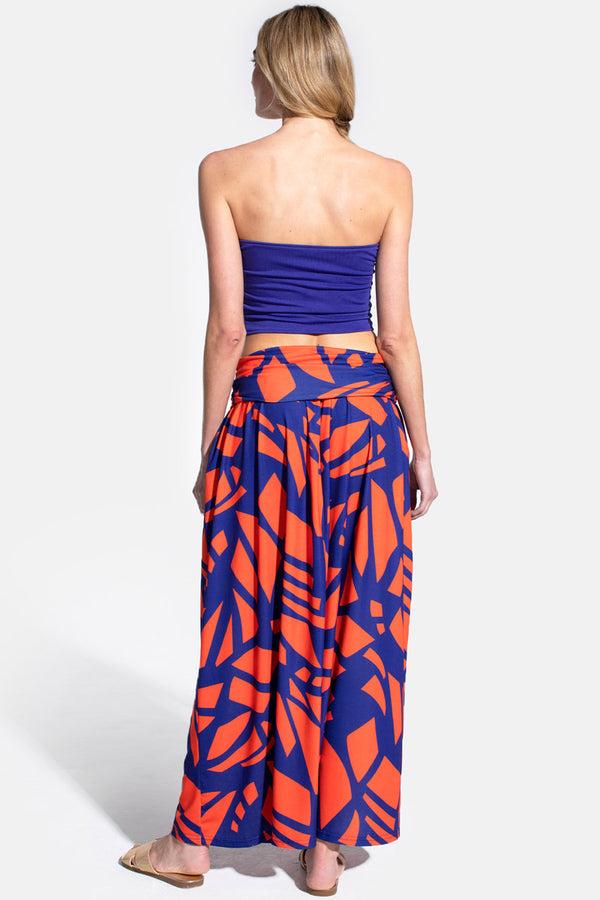 Hot Squash Roll Top Maxi Skirt Matisse Print Blue/Red