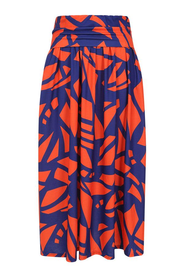 Hot Squash Roll Top Maxi Skirt Matisse Print Blue/Red