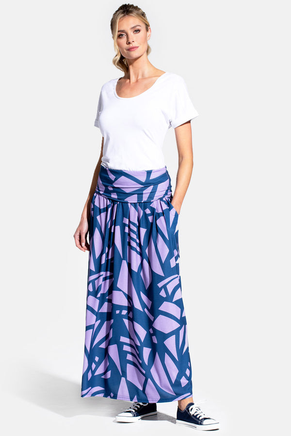 Hot Squash Roll Top Maxi Skirt Matisse Print Lilac/Blue