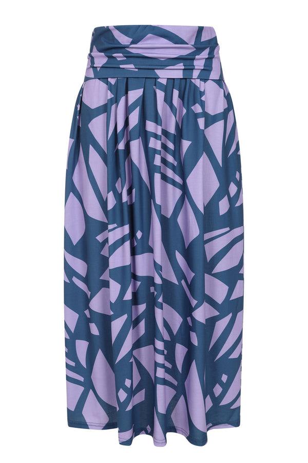 Hot Squash Roll Top Maxi Skirt Matisse Print Lilac/Blue