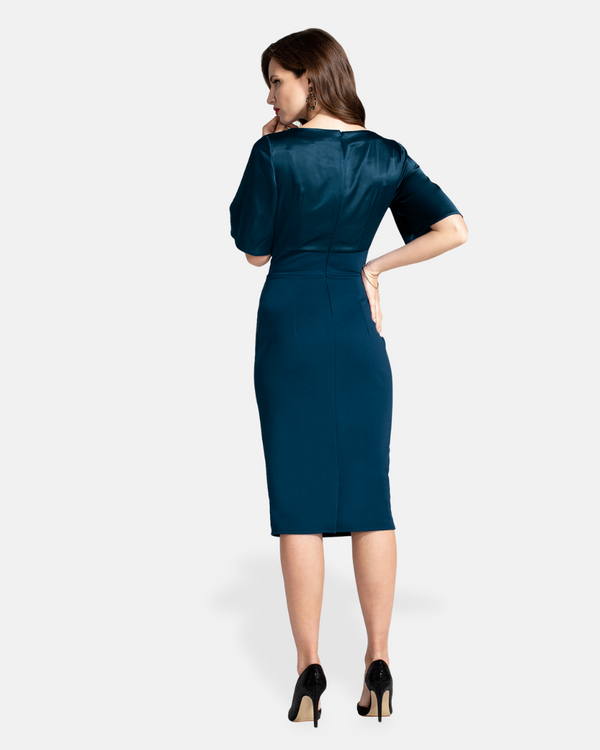 Hot Squash Short Sleeve Cocktail Dress Woodland Teal