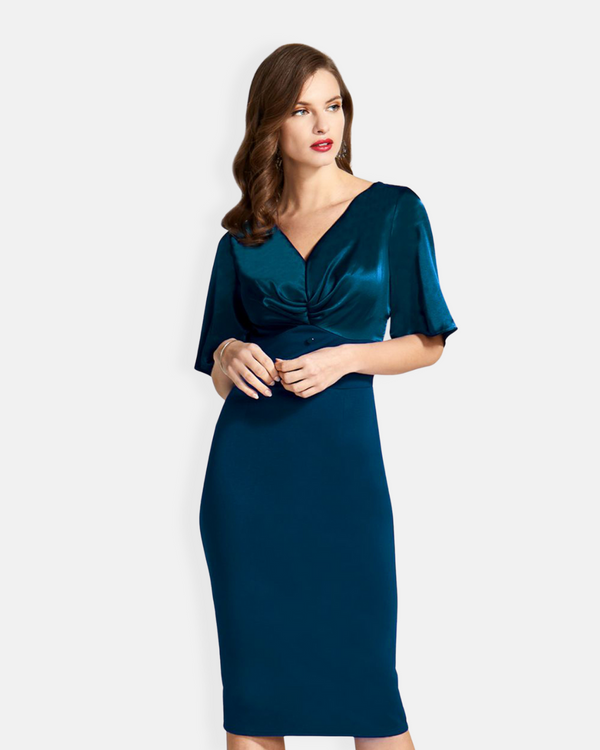 Hot Squash Short Sleeve Cocktail Dress Woodland Teal