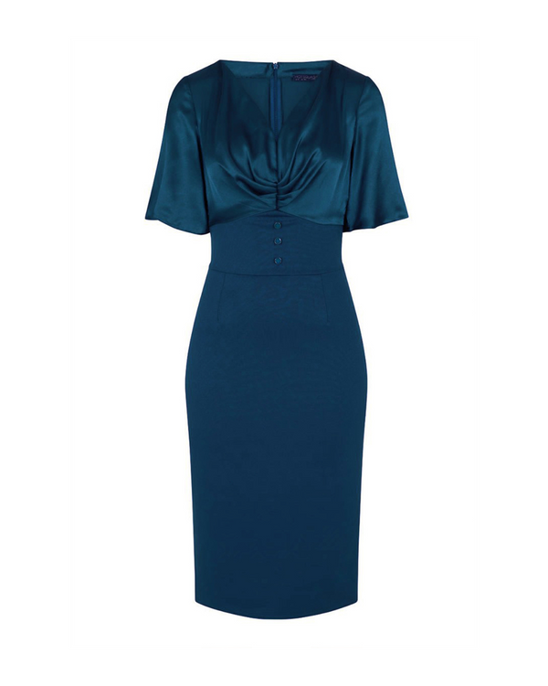 Hot Squash Short Sleeve Cocktail Dress Woodland Teal