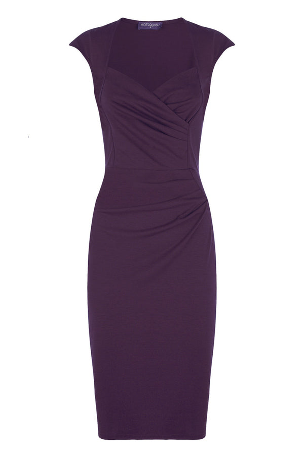 Hot Squash Short Sleeved Dress With Crossover Top Damson