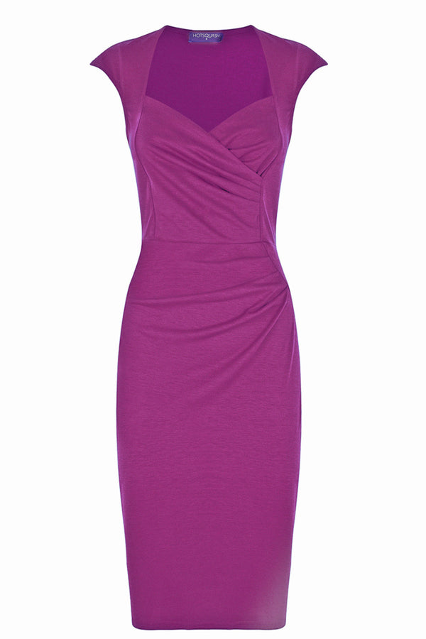 Hot Squash Short Sleeved Dress With Crossover Top Fuchsia