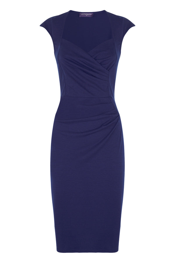 Hot Squash Short Sleeved Dress With Crossover Top Navy