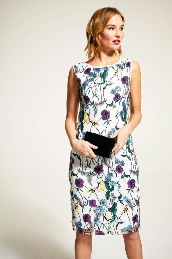 Hot Squash Sleeveless Embroidered Shift Dress Lilac