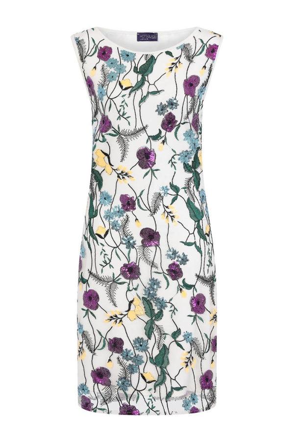 Hot Squash Sleeveless Embroidered Shift Dress Lilac