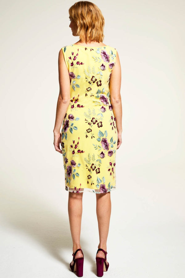 Hot Squash Sleeveless Embroidered Shift Dress Yellow