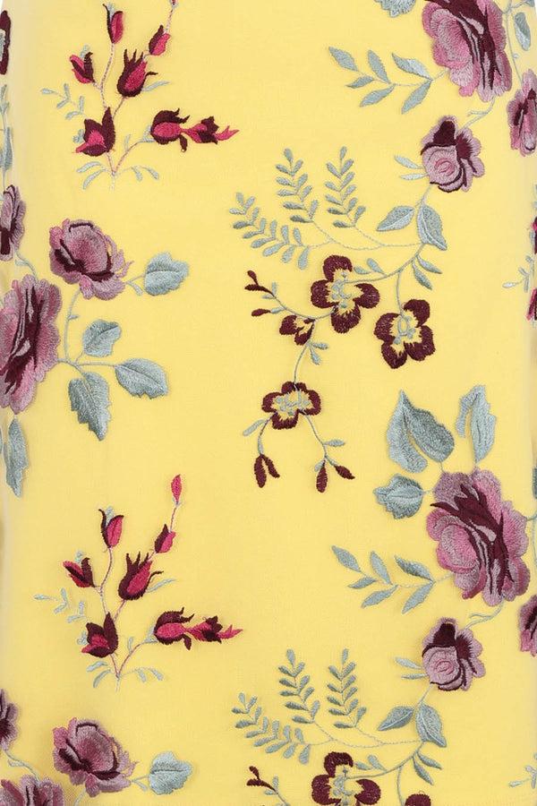 Hot Squash Sleeveless Embroidered Shift Dress Yellow