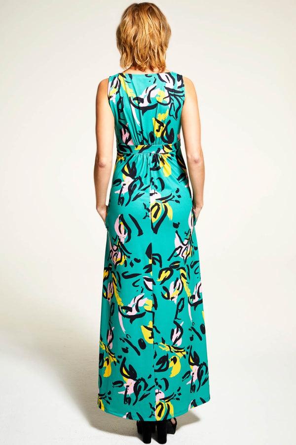 Hot Squash Sleeveless Empire Line Maxi Dress Floral Graffiti