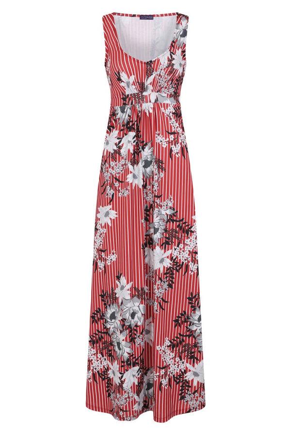 Hot Squash Sleeveless Empire Line Maxi Dress Petals And Pinstripes