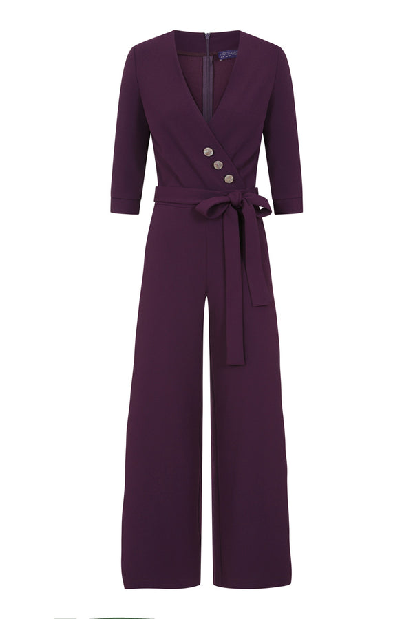 Hot Squash Smart Scuba Jumpsuit With Buttons Damson