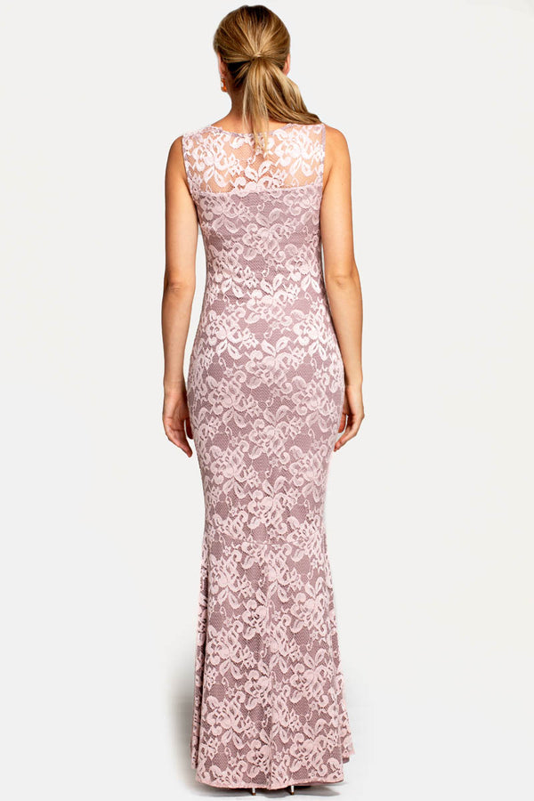 Hot Squash Sweetheart Neckline Lace Maxi Dress Pastel Pink