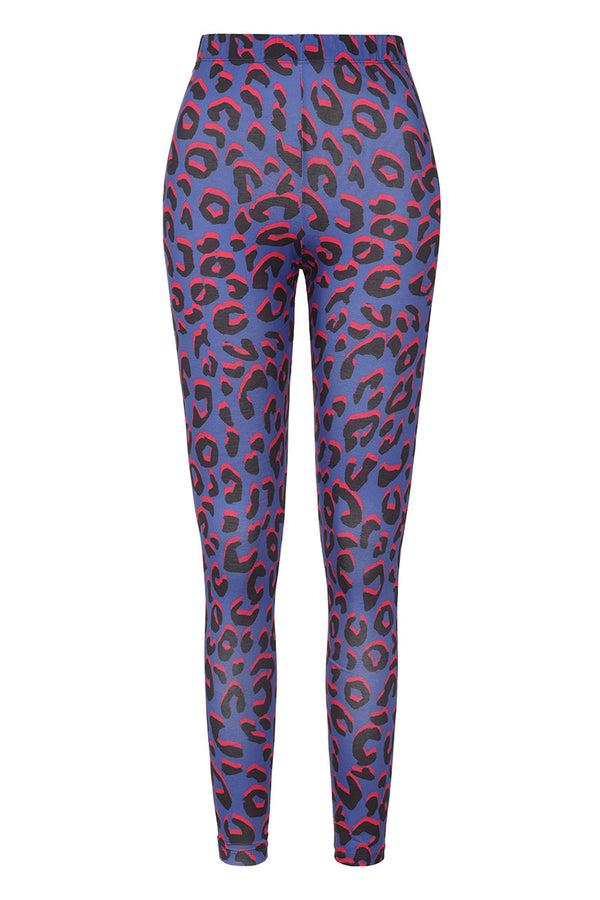 Hot Squash Tech-Fabric All Day Leggings Blue Leopard
