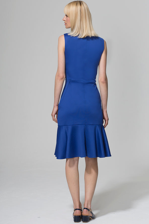 Hot Squash V-neck Drop Waist Ponte Dress Royal Blue