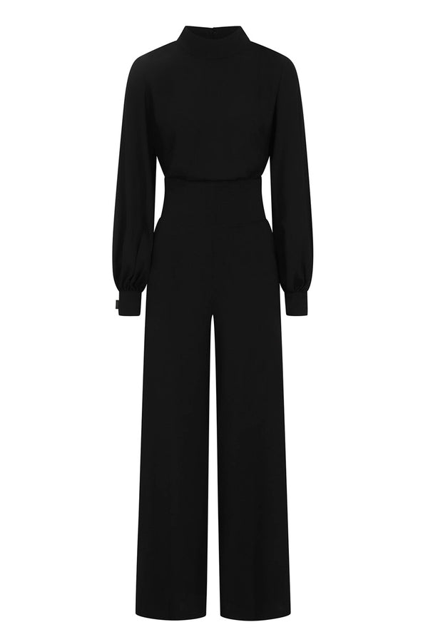 Hot Squash Wide Leg Jumpsuit With Blouson Sleeve Black