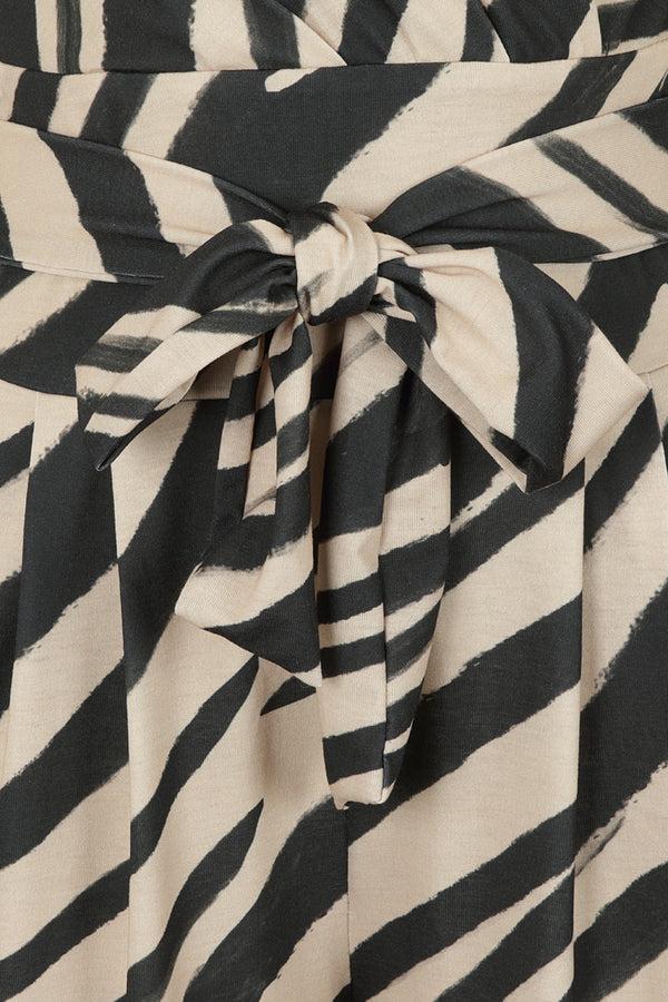 Hot Squash Wide Leg Jumpsuit With Cap Sleeves Animal Stripes