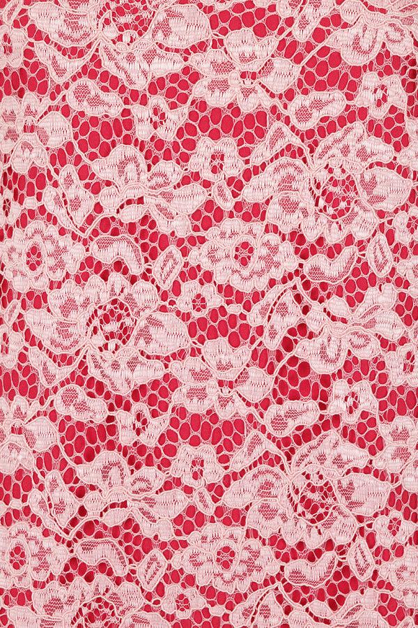 Hot Squash Zip-Back Sleeveless Shift Dress Coral Lace