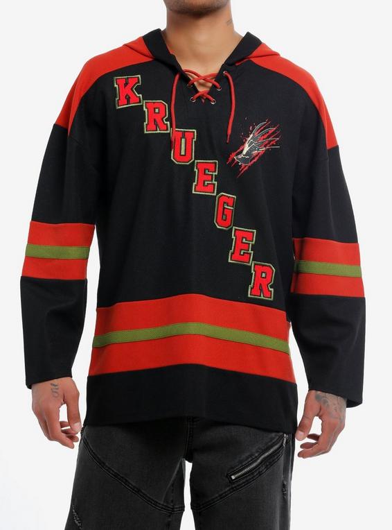 hot topic A Nightmare On Elm Street Freddy Krueger Hockey Jersey BLACK
