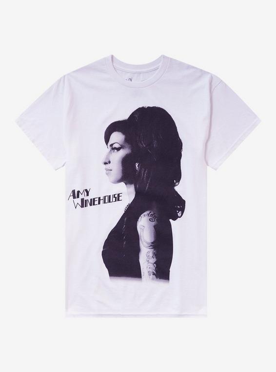 hot topic Amy Winehouse Black & White Portrait T-Shirt BRIGHT WHITE