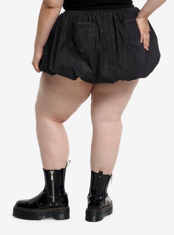 Hot Topic Black Cargo Denim Bubble Skort Plus Size BLACK