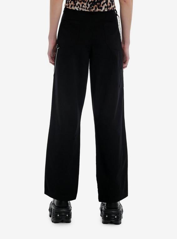 Hot Topic Black Grommet Side Chain Carpenter Pants BLACK