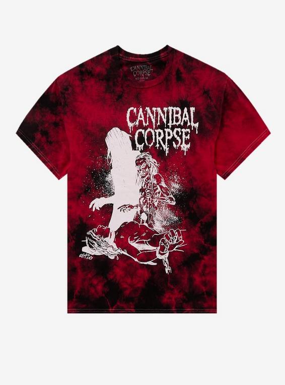 hot topic Cannibal Corpse Zombie Red Tie-Dye T-Shirt RED