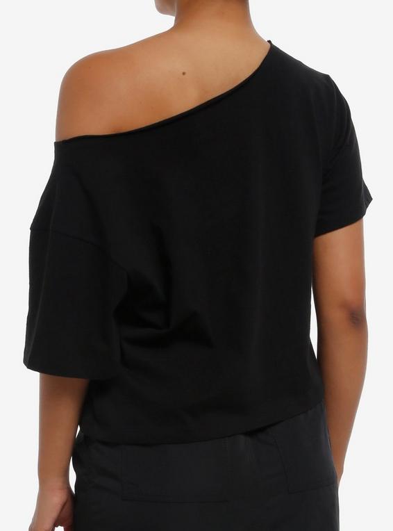 Hot Topic Coraline Jumbo Print Off-Shoulder Girls T-Shirt BLUE