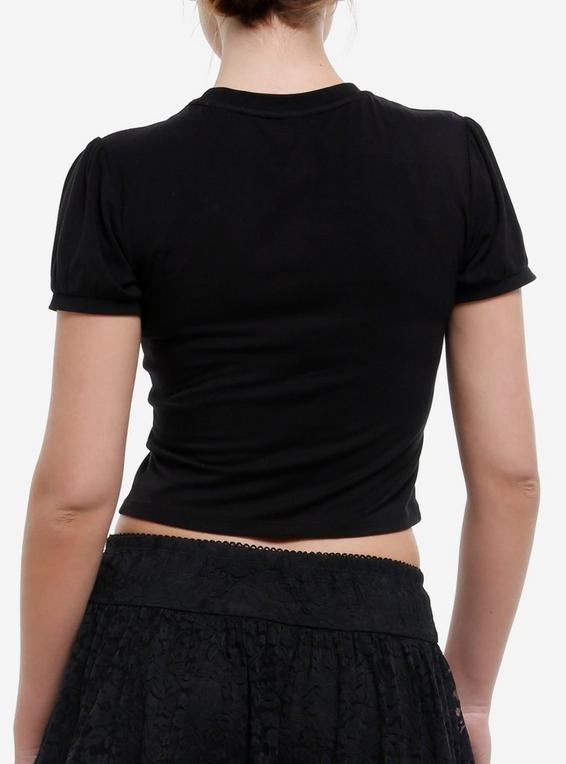 Hot Topic Cosmic Aura Black Mesh Keyhole Bat Charm Girls Baby T-Shirt BLACK