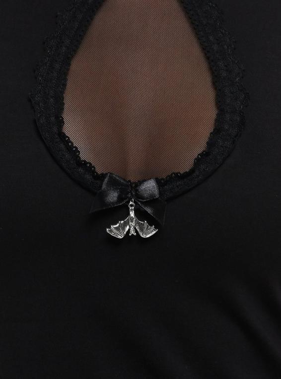 Hot Topic Cosmic Aura Black Mesh Keyhole Bat Charm Girls Baby T-Shirt BLACK