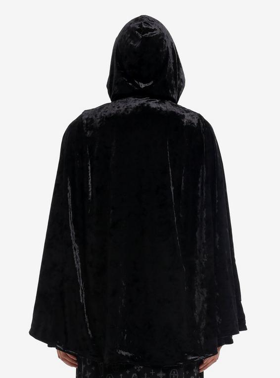 Hot Topic Cosmic Aura Black Velvet Girls Reversible Hooded Cape BLACK