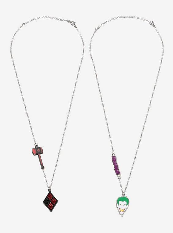 Hot Topic DC Comics Joker & Harley Quinn Best Friend Necklace Set