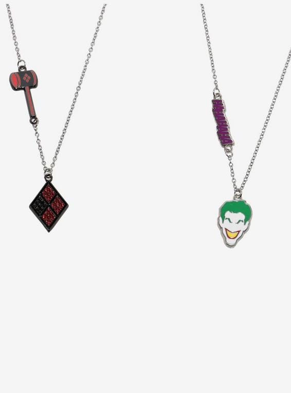 Hot Topic DC Comics Joker & Harley Quinn Best Friend Necklace Set
