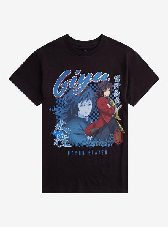 hot topic Demon Slayer: Kimetsu No Yaiba Giyu Tomioka Checkered Girls T-Shirt MULTI