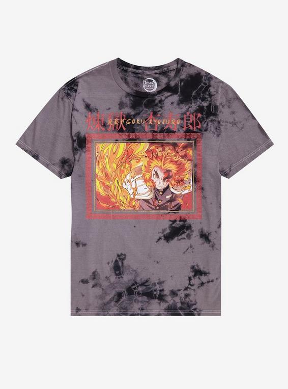 hot topic Demon Slayer: Kimetsu No Yaiba Rengoku Flames Tie-Dye T-Shirt MULTI