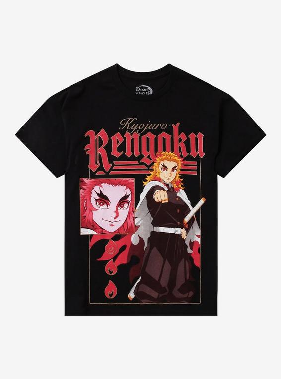 hot topic Demon Slayer: Kimetsu No Yaiba Rengoku Foil Print Girls T-Shirt