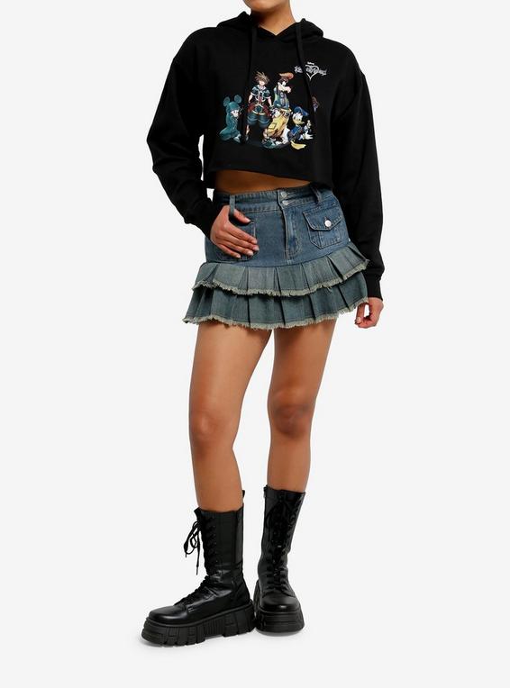 Hot Topic Disney Kingdom Hearts Group Girls Crop Hoodie MULTI