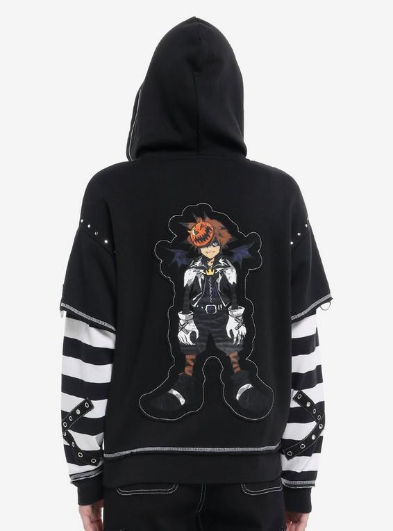 hot Topic Disney Kingdom Hearts Halloween Town Girls Twofer Hoodie MULTI