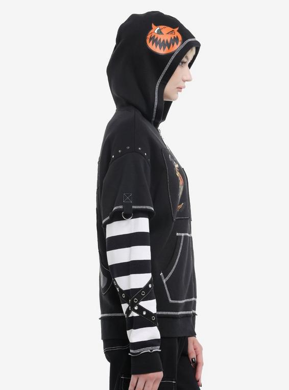 hot Topic Disney Kingdom Hearts Halloween Town Girls Twofer Hoodie MULTI