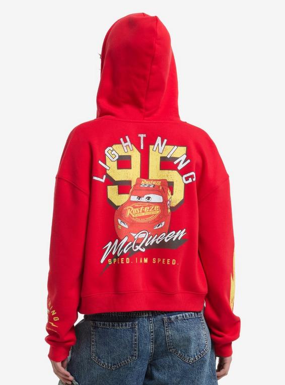 Hot Topic Disney Pixar Cars Lightning McQueen Girls Crop Hoodie MULTI