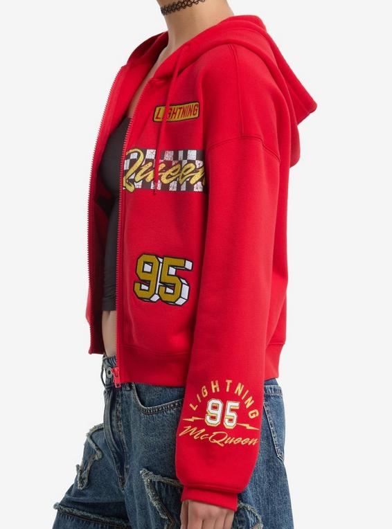 Hot Topic Disney Pixar Cars Lightning McQueen Girls Crop Hoodie MULTI