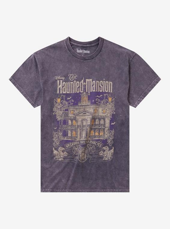 hot topic Disney The Haunted Mansion Vintage Print Dark Wash Girls T-Shirt MULTI
